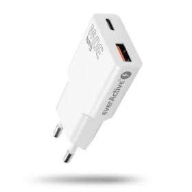   everActive GaN SUPER SLIM SC-380Q stenski polnilec za telefon / pametni telefon z USB QC3.0 in USB-C PD 30W priključkom