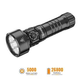   Sofirn SD11 potapljaška svetilka, 5000LM, CRI 90, polnilna vodoodporna svetilka z 660NM rdečo lučjo, 3000K-6500K, USB-C, IPX8, z 1/4" navojem, paščkom, za podvodno fotografijo, ribolov, delo v vodi