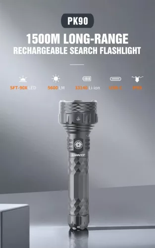 Svetilka Lumintop PK90 z močjo 5600 lumnov in dosegom 1500 m