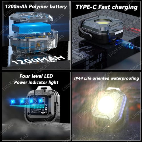 Mini delovna svetilka LiitoKala LF-986 LED+COB 500LM, Type-C vmesnik za polnjenje 5V1A, vgrajena baterija 1200mAh