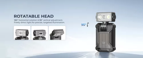 WURKKOS HD04 EDC svetilka s sponko – 750LM, 180° vrtljiva glava, usmerjena/razpršena svetloba/RGB za na prostem, delo in nujne primere