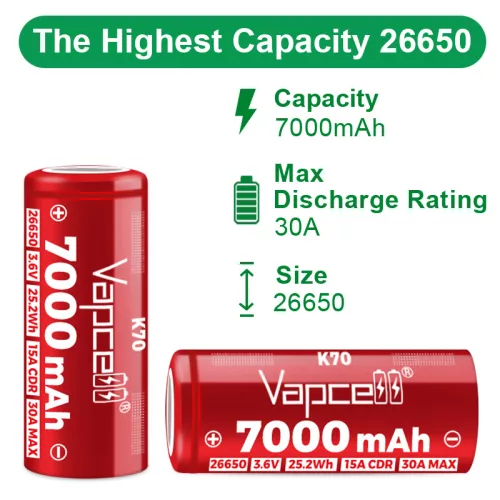 Vapcell 26650 7000mAh K70 zaščitena li-ion baterija