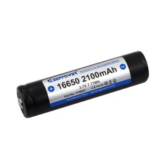   Keeppower 16650 with 2100mAh 3.6V - 3.7V Li-Ion battery protected (positive terminal raised)